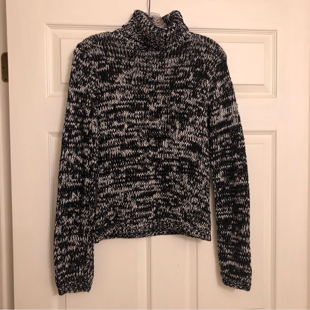 Black and white turtleneck sweater